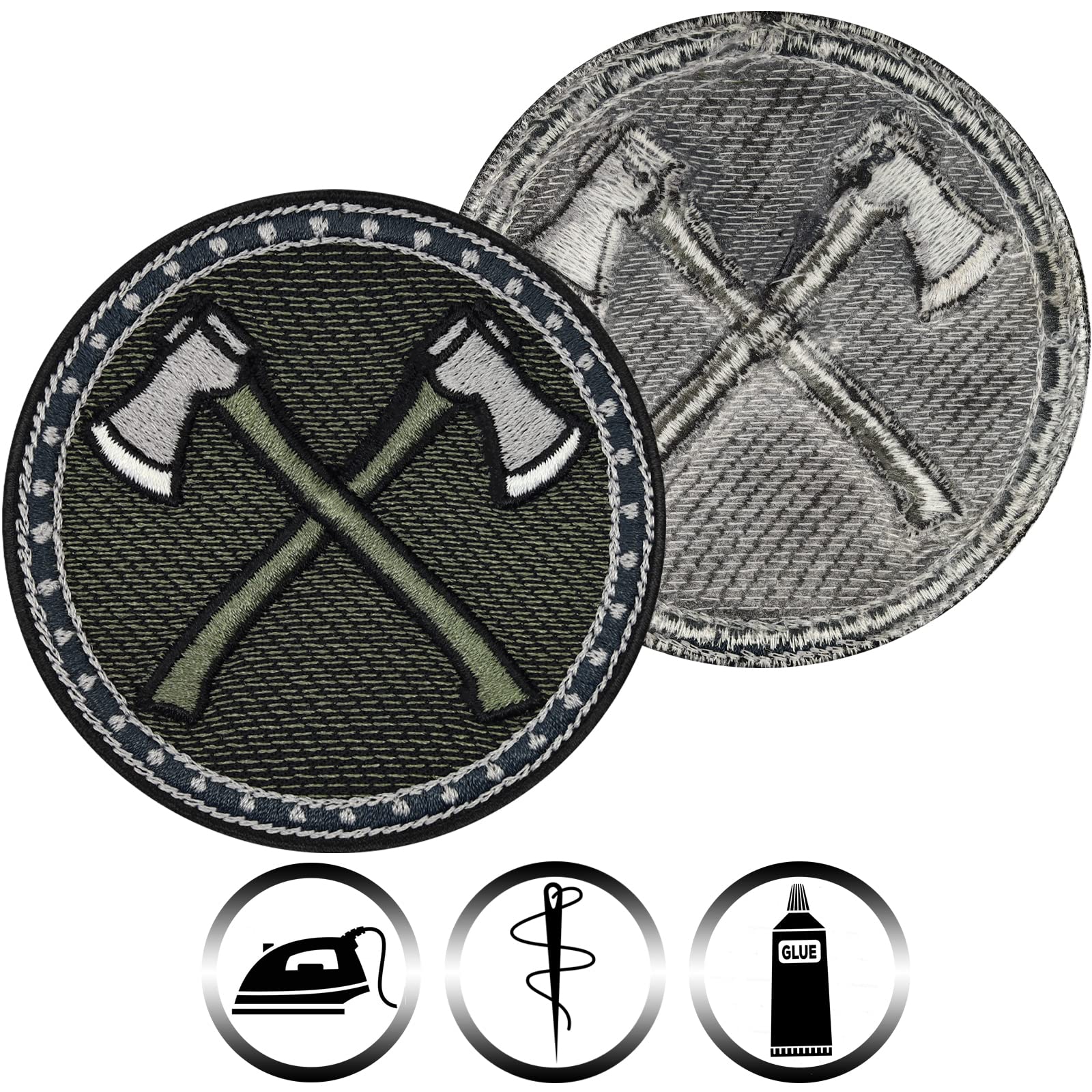 Patch Thermocollant Hache Viking 75x75 Mm - Broderie Polyester Lavable | À Coudre Ou à Repasser | Pour Vestes, Sacs, Jeans