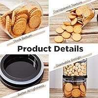 Vista 4 de Rtteri 6 tarros de vidrio con tapas negras de 15 onzas, 27 onzas, 41 onzas, con tapas herméticas negras, recipientes apilables de vidrio