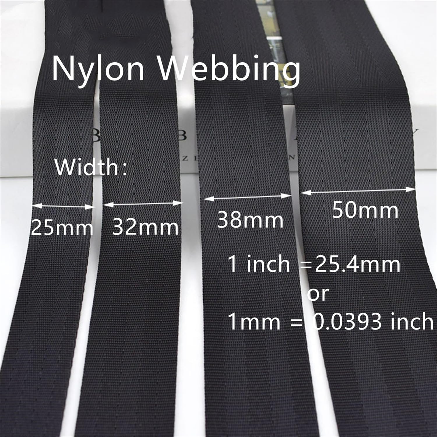 1.5 Inch Wide Black Nylon Heavy Duty Webbing Strap