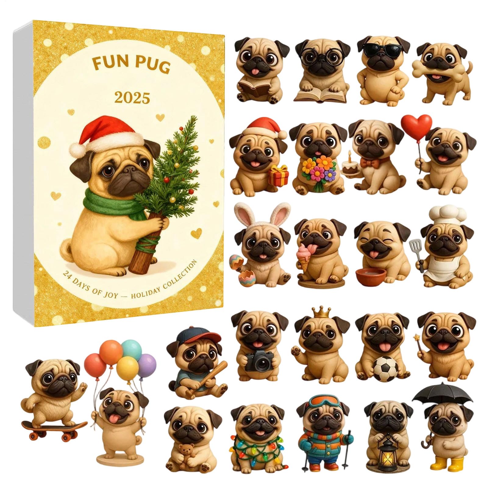 Calendario De Adviento Para Navidad Colgante Plano De Perro 2D Recuerdo | Calendario De Cuenta Atrás De 24 Días Para Niños Hija Sobrina Familia Amigos Estudiantes Estuche Para Lápices Y Mochila
