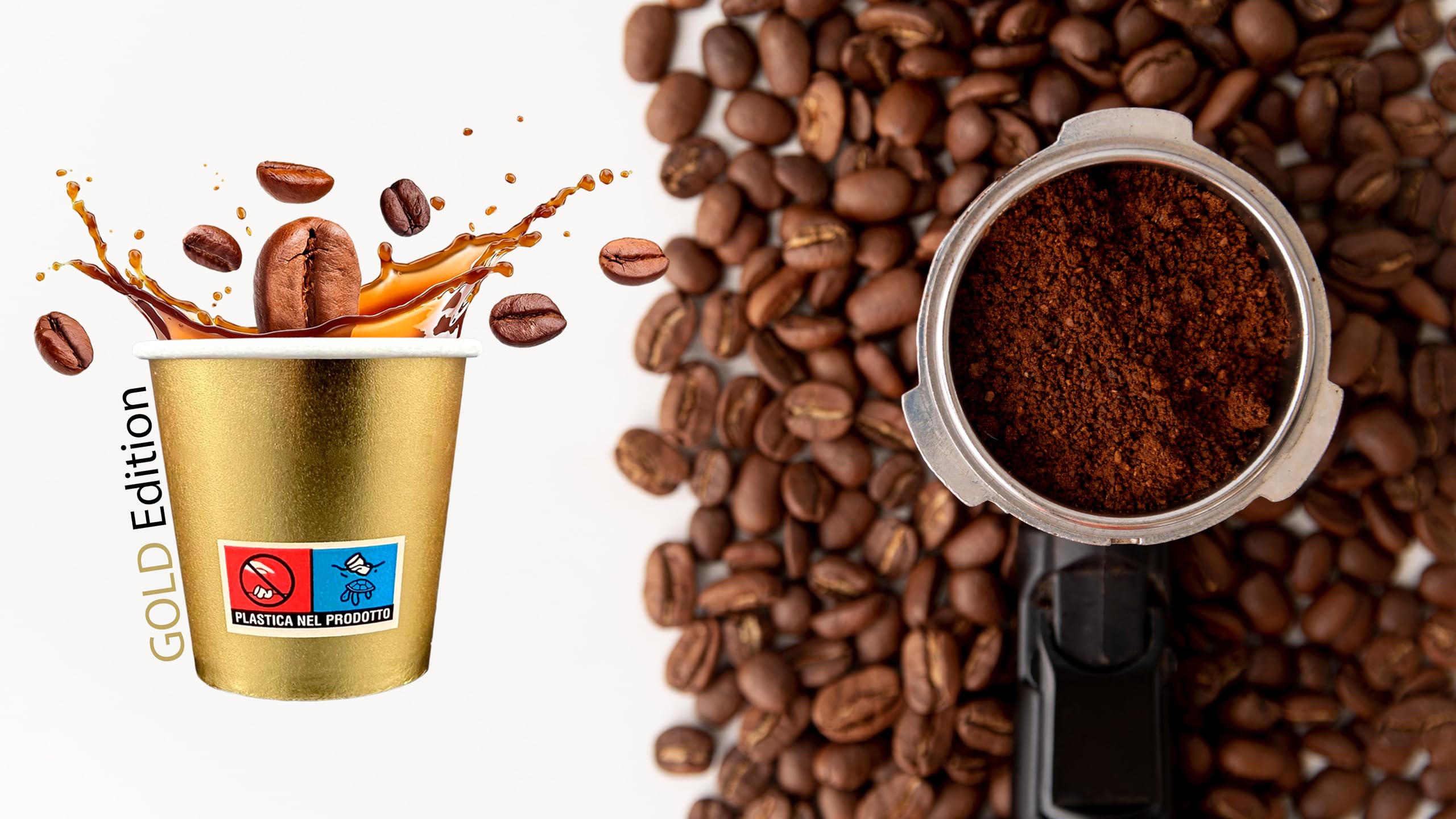 SWEEPING,1000 Bicchierini Caffè monouso,tazzine caffe in carta da 75ml - GOLD EDITION - Bicchieri caffe monouso per un esperienza elegante