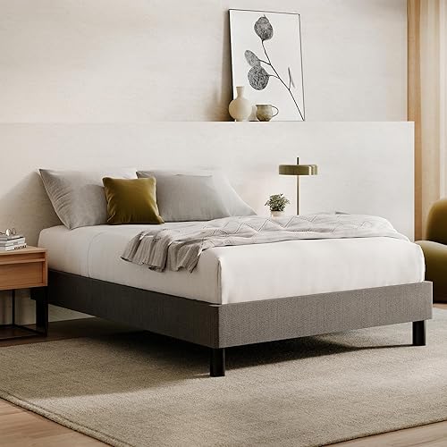 Miniatura 8 de Nectar Base de cama y cabecero, color gris, tamaño individual, patas de 8 pulgadas y listones de madera resistentes para apoyo, tapicería