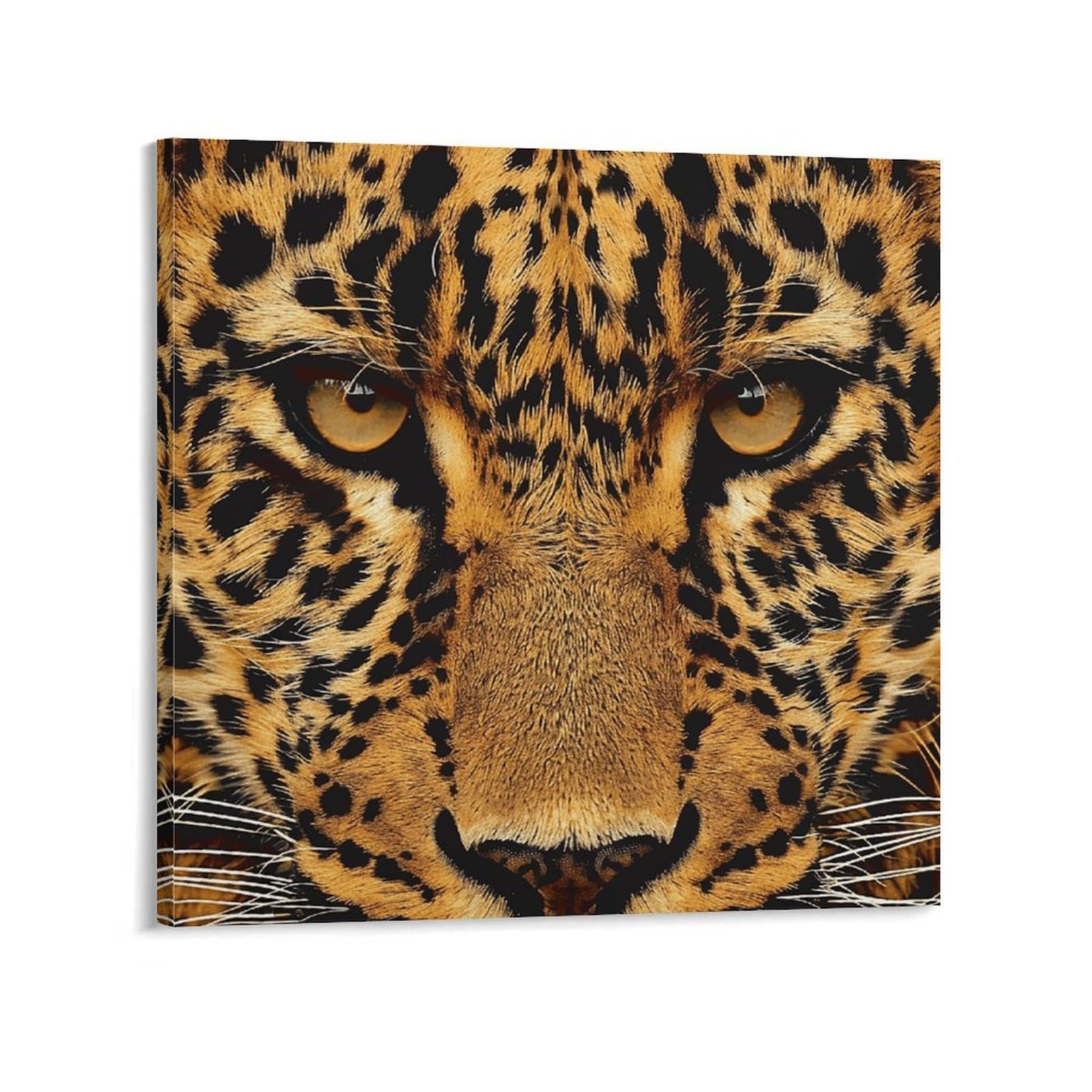 KLOPH Leopard Fur Pattern Canvas Wall Art for Living Room 08x8inch Modern Artwork Painting for Bathroom Hanging Canvas Prints Aesthetic Wallart for Bedroom Kitchen Office Wall Decor