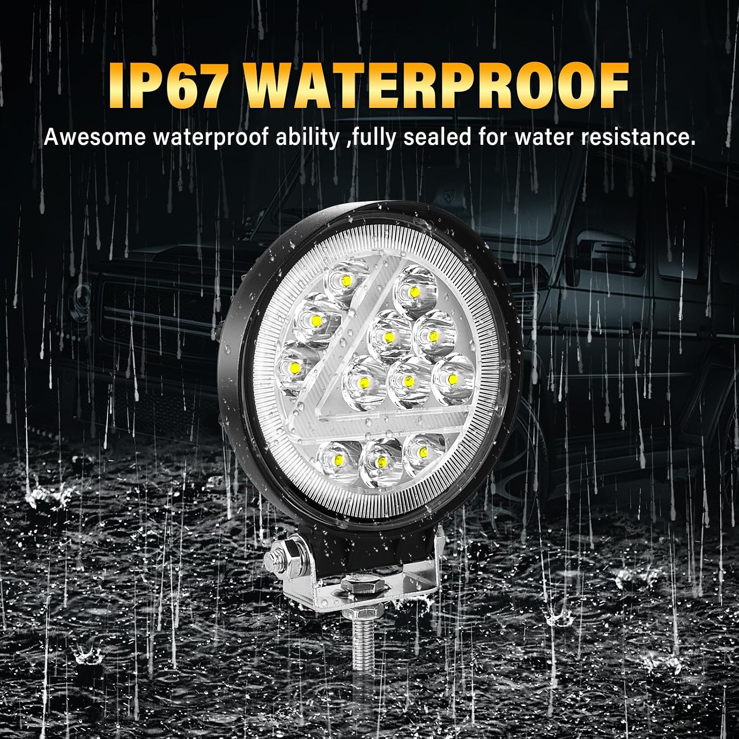 RIGIDON 2PCS 36W LED Fog Lights,4Inch White Amber Combo Spot LED Work Light Driving Off-Road LED Light Bar for Truck Marine Boat Pickup ATV UTV 4X4WD Forklift SUV