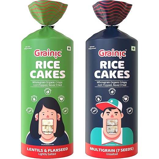 GRAINIC Brown Rice Cakes + Lentils & Flaxseed Combo Pack