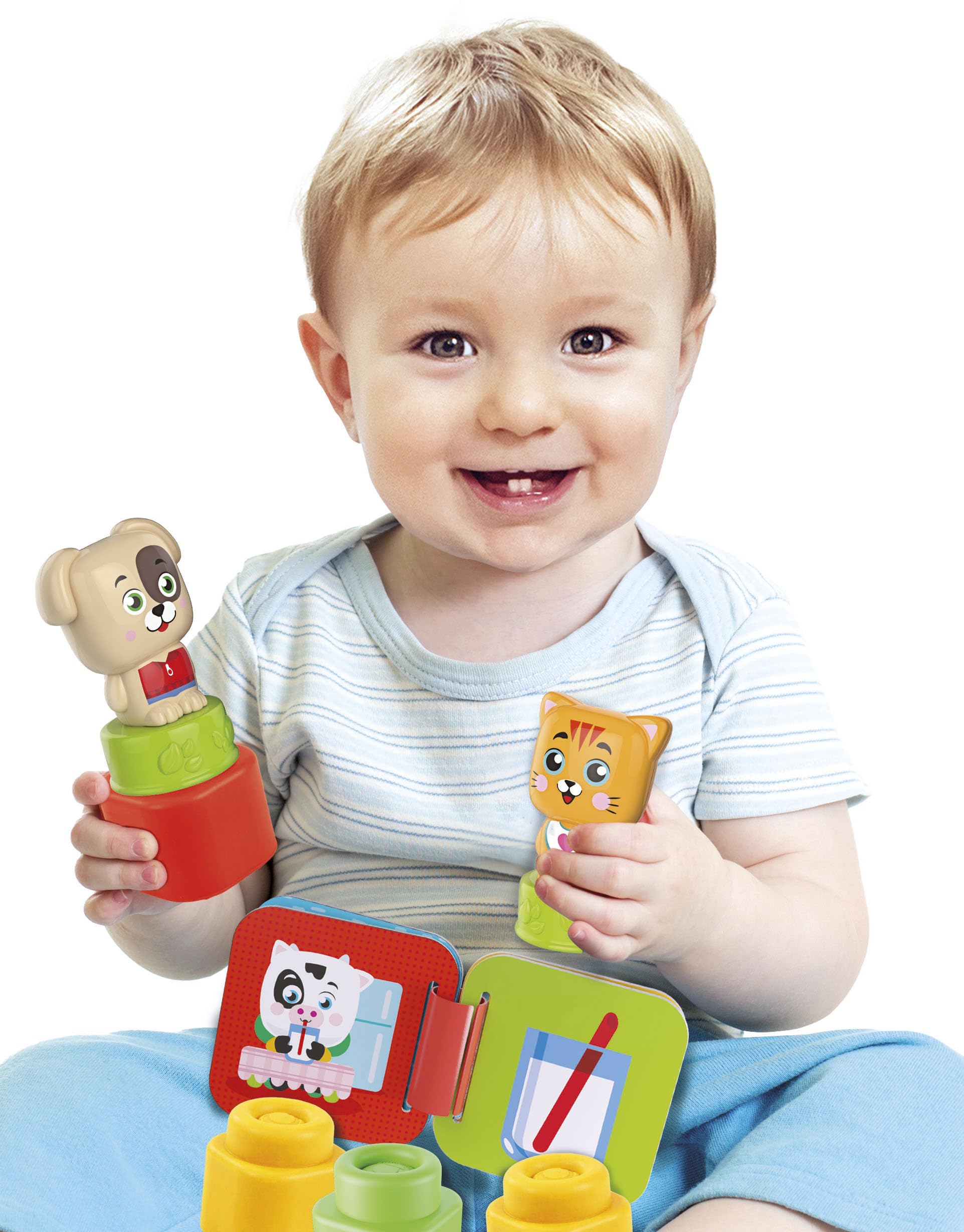 Clementoni - 17849 - Soft Clemmy - Sweet Animals Book Playset - Zabawka Konstrukcyjna Dla Dzieci Od 6 Miesięcy, Miękkie Klocki