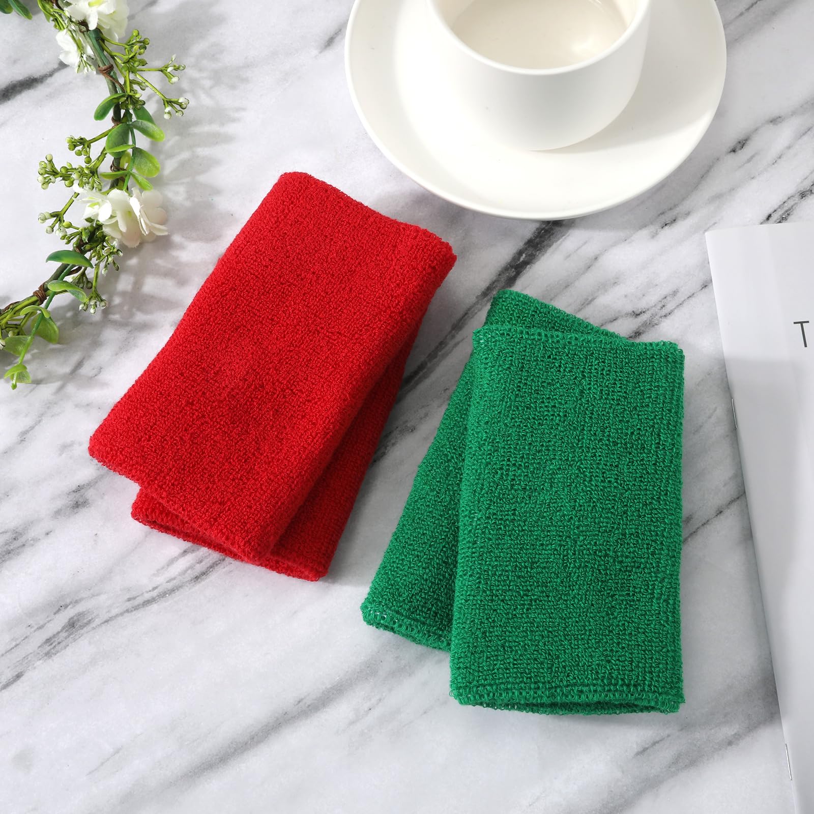 XIHIRCD 2 Pairs Red Green Wrestling Arm Bands, Wristbands Sports Cotton Wrist Sweatbands Soft Referee Wristband Wrist Sweat Bands for Men & Women Wrestling Tournament Dual Meet Events Football - Image 3