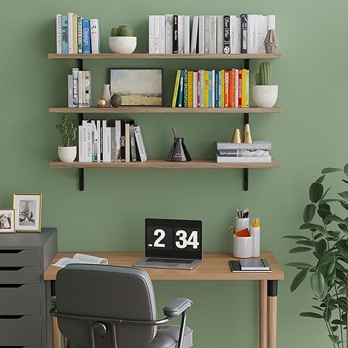 Miniatura 2 de Wallniture Forme - Estantes flotantes rústicos de 48 pulgadas de largo x 10 pulgadas de profundidad para almacenamiento de pared, estantería de