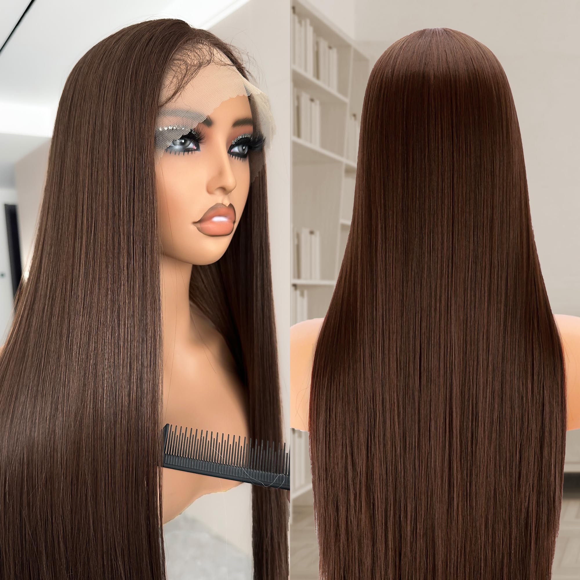 Amazon.com : BLL Chocolate Brown Lace Front Wig 30 Inch Glueless