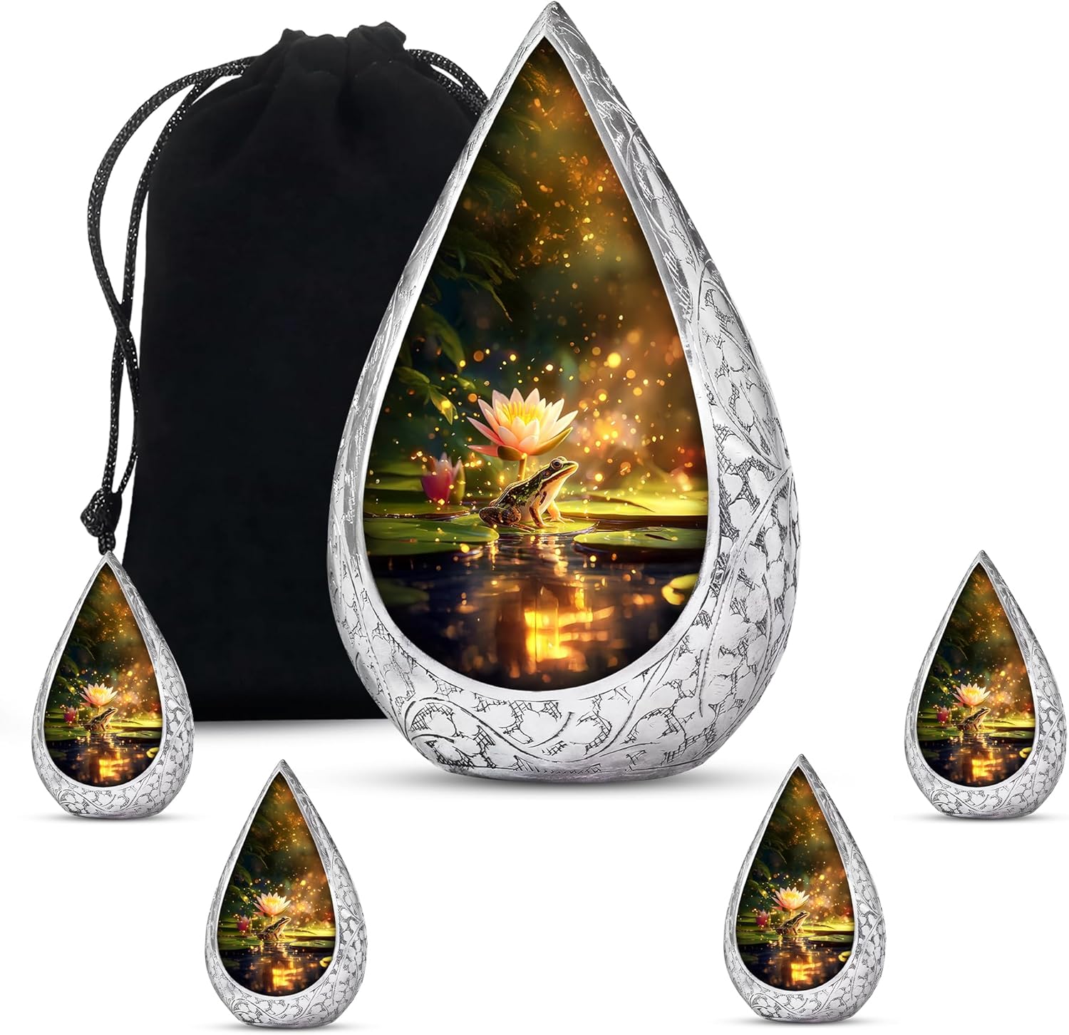 Frog Cremation Urn for Human Ashes Adult Men and Women - Blue Large 10 Inch Memorial Urns - Unique Frog Design Funeral Urn - Decorative Burial Container for Remains