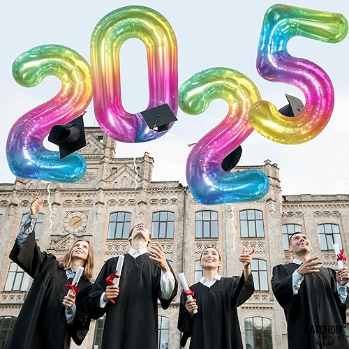 Miniatura 5 de KatchOn - Globos gigantes arcoíris 2023 con números, 40 pulgadas, decoraciones de fiesta de graduación 2023, adornos arcoíris para clase de 2023,
