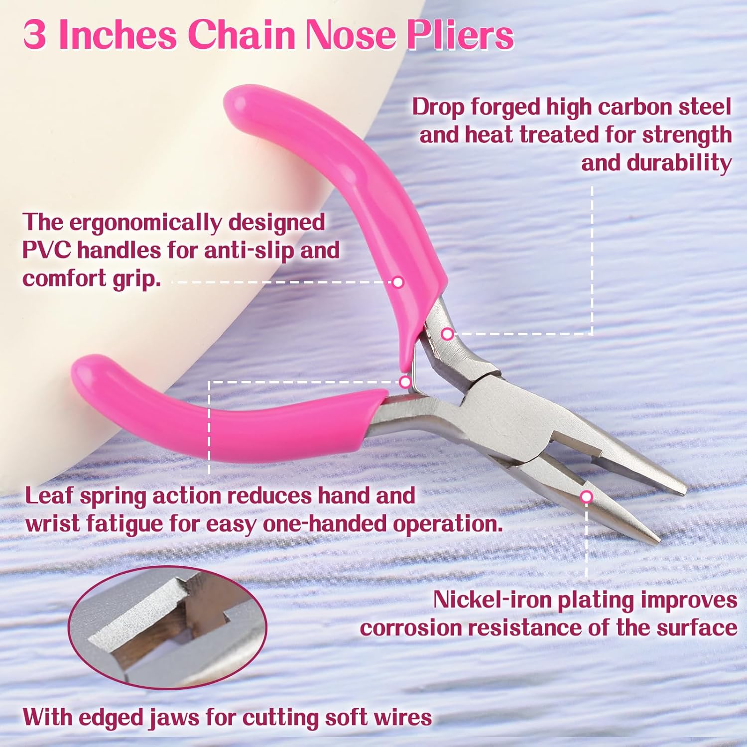 Mini Chain Nose Pliers 3" Precision Needle-Nose Pliers for Jewelry Making