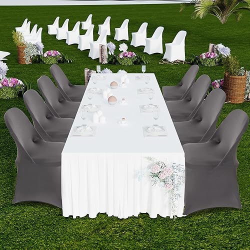 Vista 103 de HAINARverS Fundas para sillas plegables de elastano elástico, 30 unidades, protector universal para sillas para bodas, fiestas, banquetes