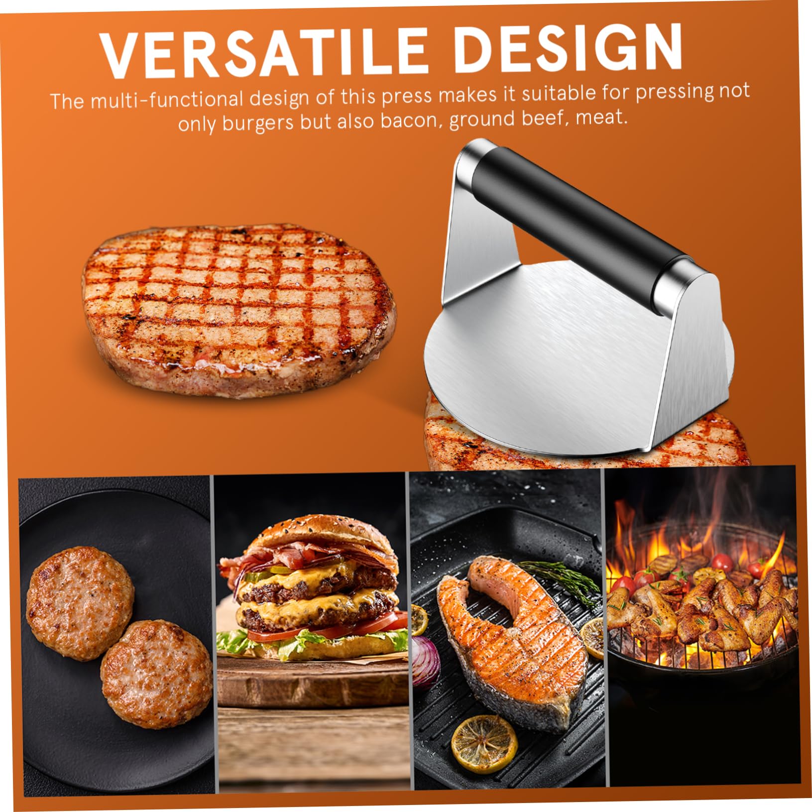 POPETPOP Hamburger Press Manual Burger Smasher Tool for Griddle Ergonomic Meat Press with Non Stick Surface Easy to Clean Patty Maker for Efficient Cooking