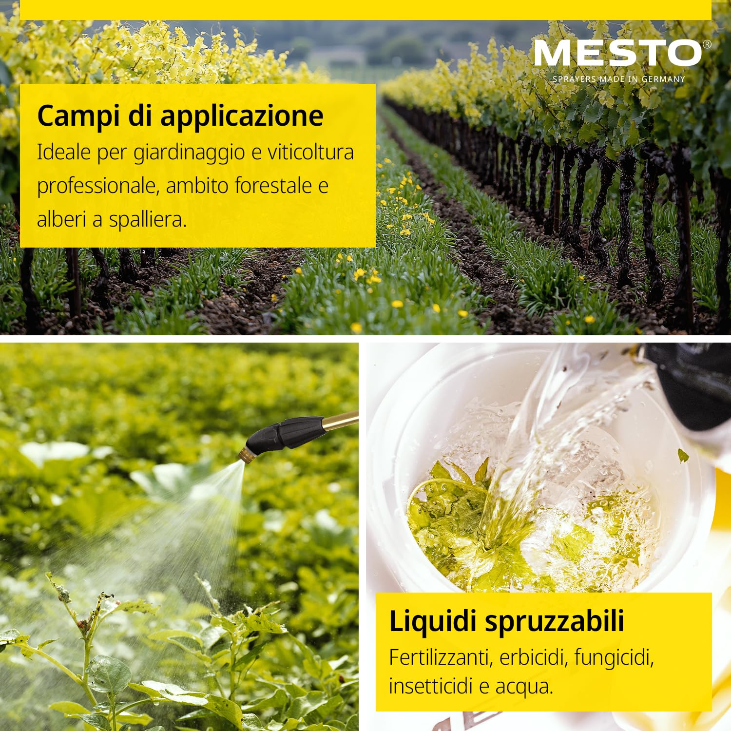 MESTO RS125 Pompa irroratrice a spalla 12 L con schermo di spruzzo rotondo | Spruzzatore a pressione 6 bar | Nebulizzatore piante per giardino e diserbo | Attrezzature da giardinaggio