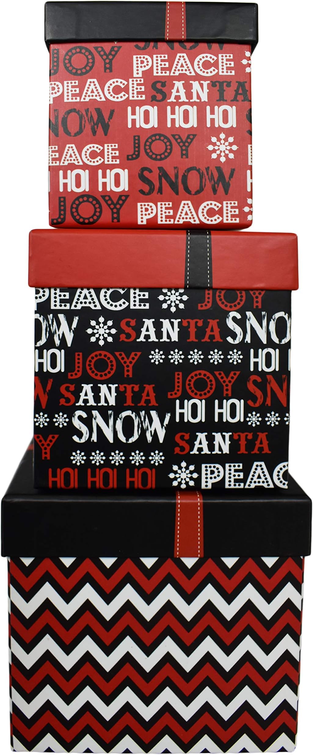 ALEF Elegant Decorative Holiday Themed Nesting Gift Boxes -3 Boxes- Nesting Boxes Beautifully Themed and Decorated - Perfect for Gifts or Simple Decoration! (Christmas Glitz!)