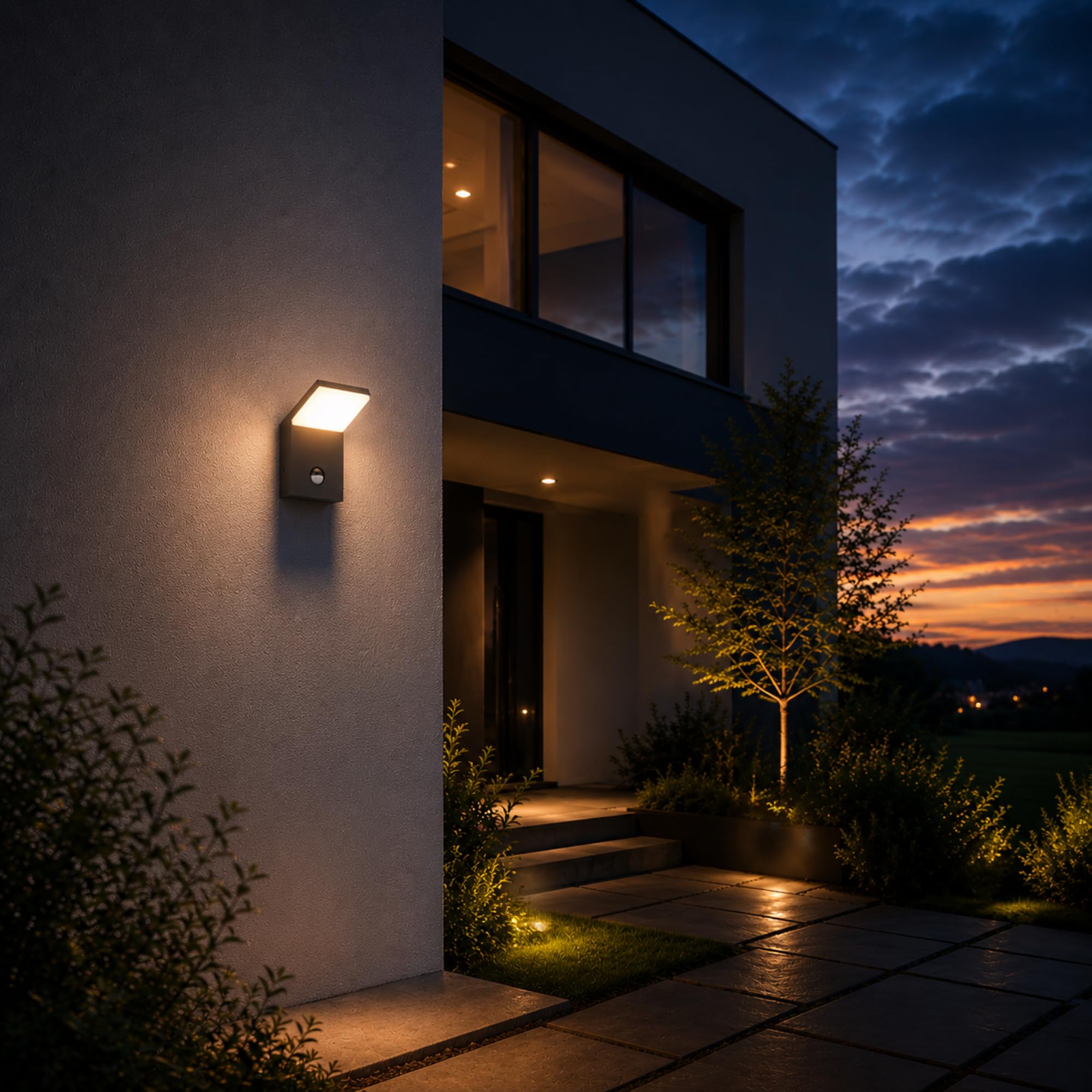 Trio Lightning Pearl - Aplique exterior LED, 9 W, inPlafon, Sensor