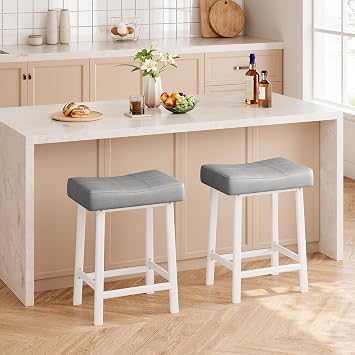 24-Inch Bar Stools Set of 2 Black Bar Chairs, Ergonomic Saddle Seat, Heavy-Duty Metal Frame, Easy Assembly - Perfect for Kitchen, Dining Room, Cafe, or Bar