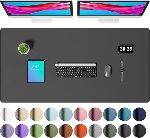 Miniatura 18 de Aothia - Protector de escritorio de cuero sintético, base para mouse, superficie antideslizante e impermeable para escribir y para laptop, para