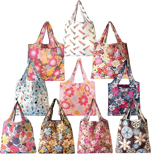 FulSurgus Paquete de 6 bolsas reutilizables para comestibles grandes bolsas plegables de 50 libras impermeables lavables a máquina bolsas de