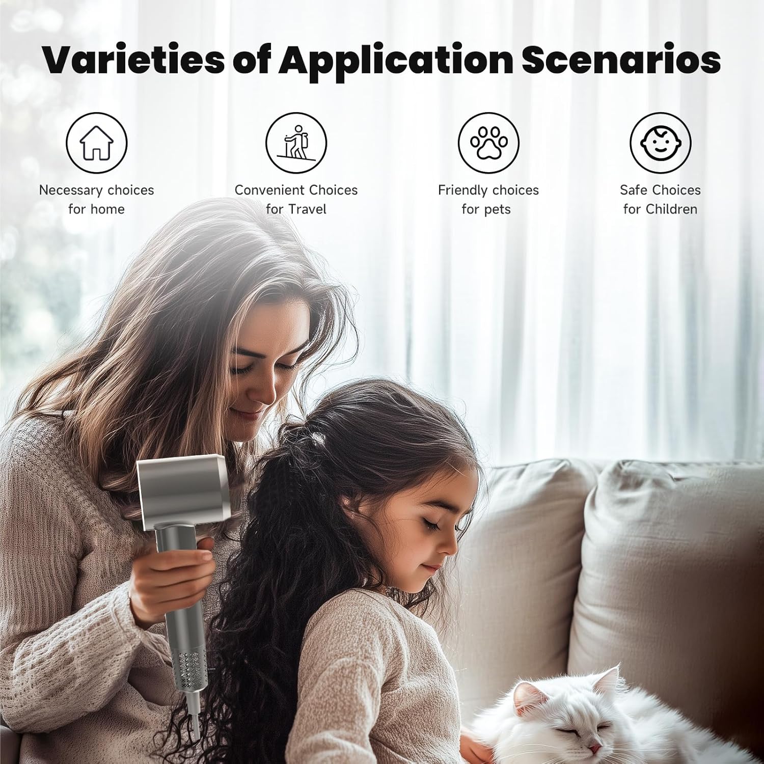 Ionic Hair Dryer with 120,000 RPM Brushless Motor - Whisper-Quiet, Temperature Control, Lightweight for Salon-Quality Shine and Frizz-Free, Fast Drying at Home, Travel, or Salon