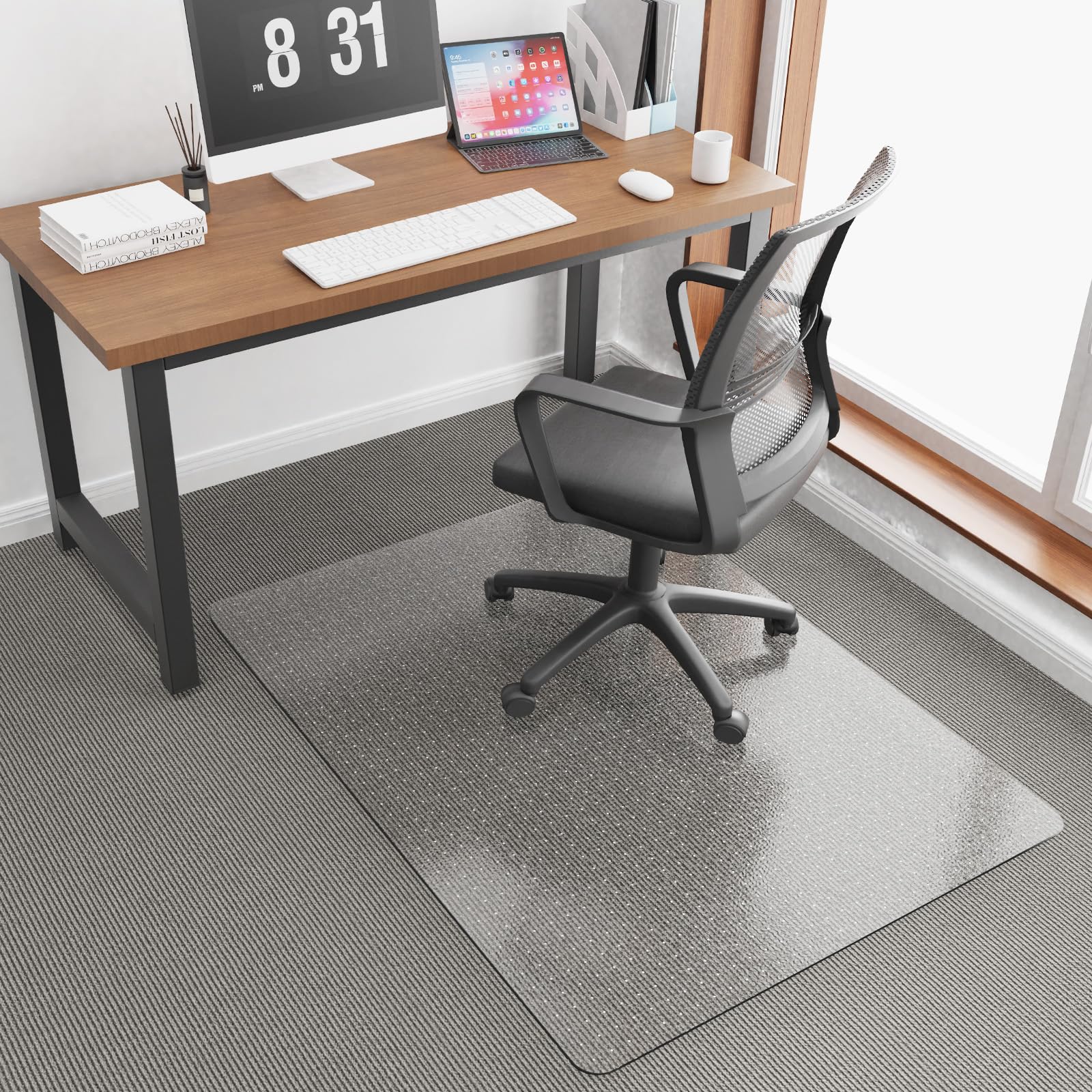 36”x 48”Carpet Floor Mat for Office Chair, Clear Desk Chair Floor Mat for Carpet for Medium/Low Pile, HeavyDuty Chair Mats for Carpeted Floors, Studded Desk Mat for Carpet for Homes and Offices