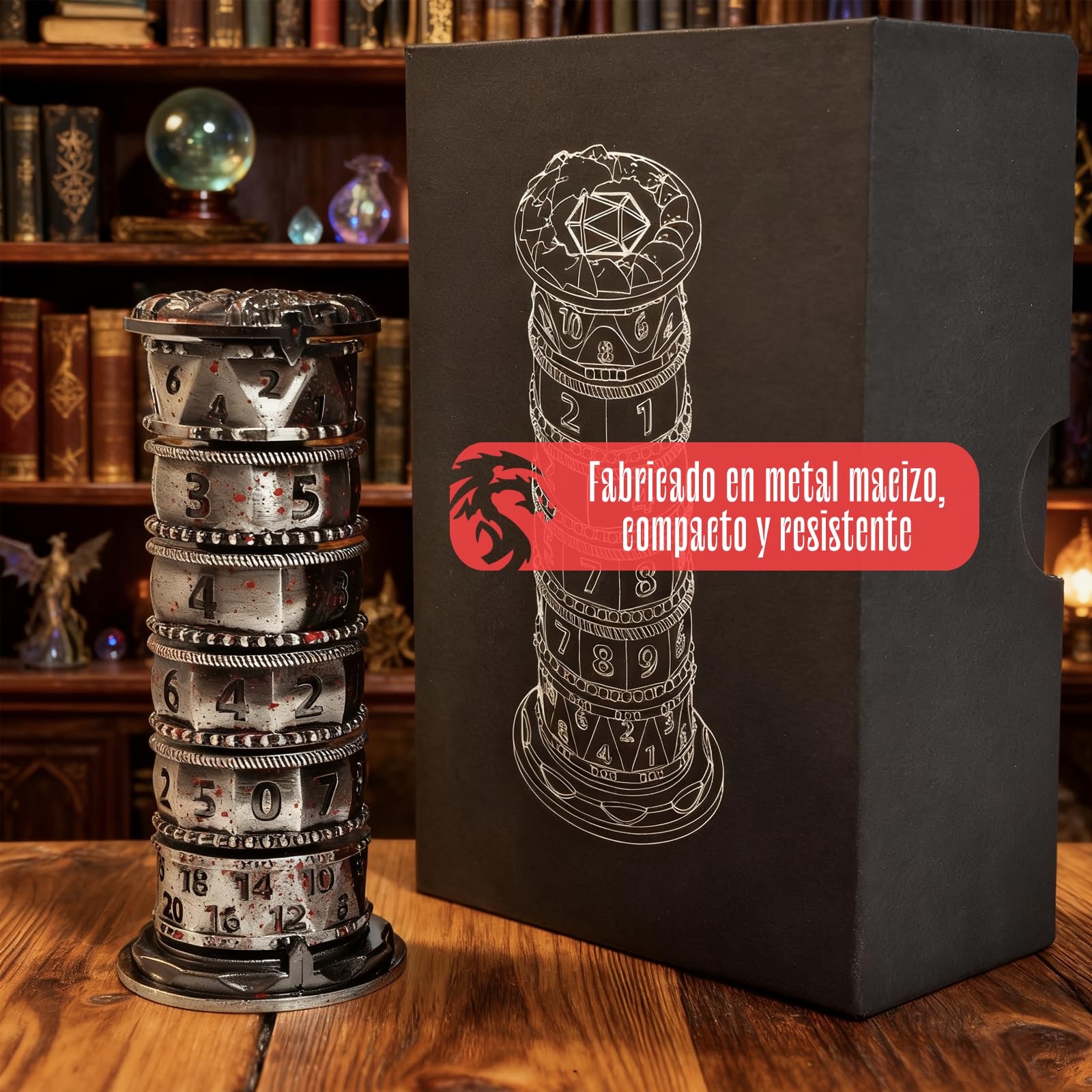 DND - Juego De Dados Giratorios Poliédricos De Metal para Dungeons and Dragons, Juego De Mesa (Plata)