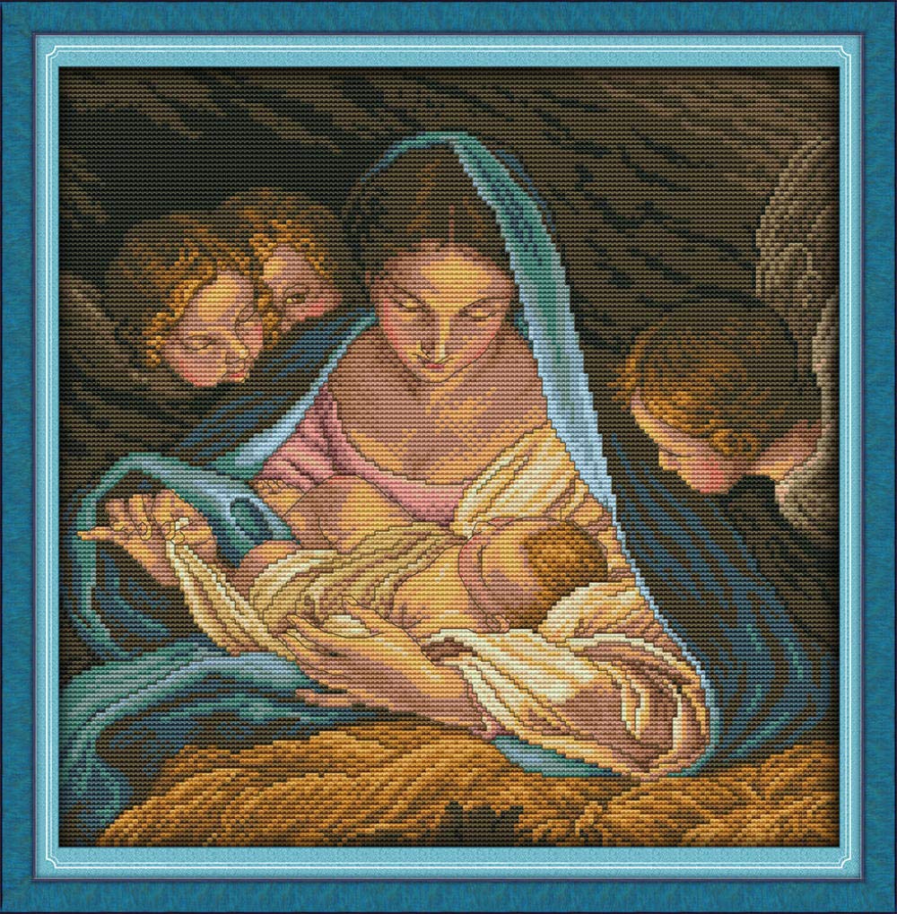 Kit Punto Croce Madonna Con Bambino - 11CT, 40x50 Cm - 9