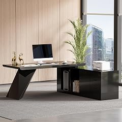 homary 70 9 Modern L-Shape Executive Desk Home Office Desk with Drawers Cabinet Modern Computer Desk for Home