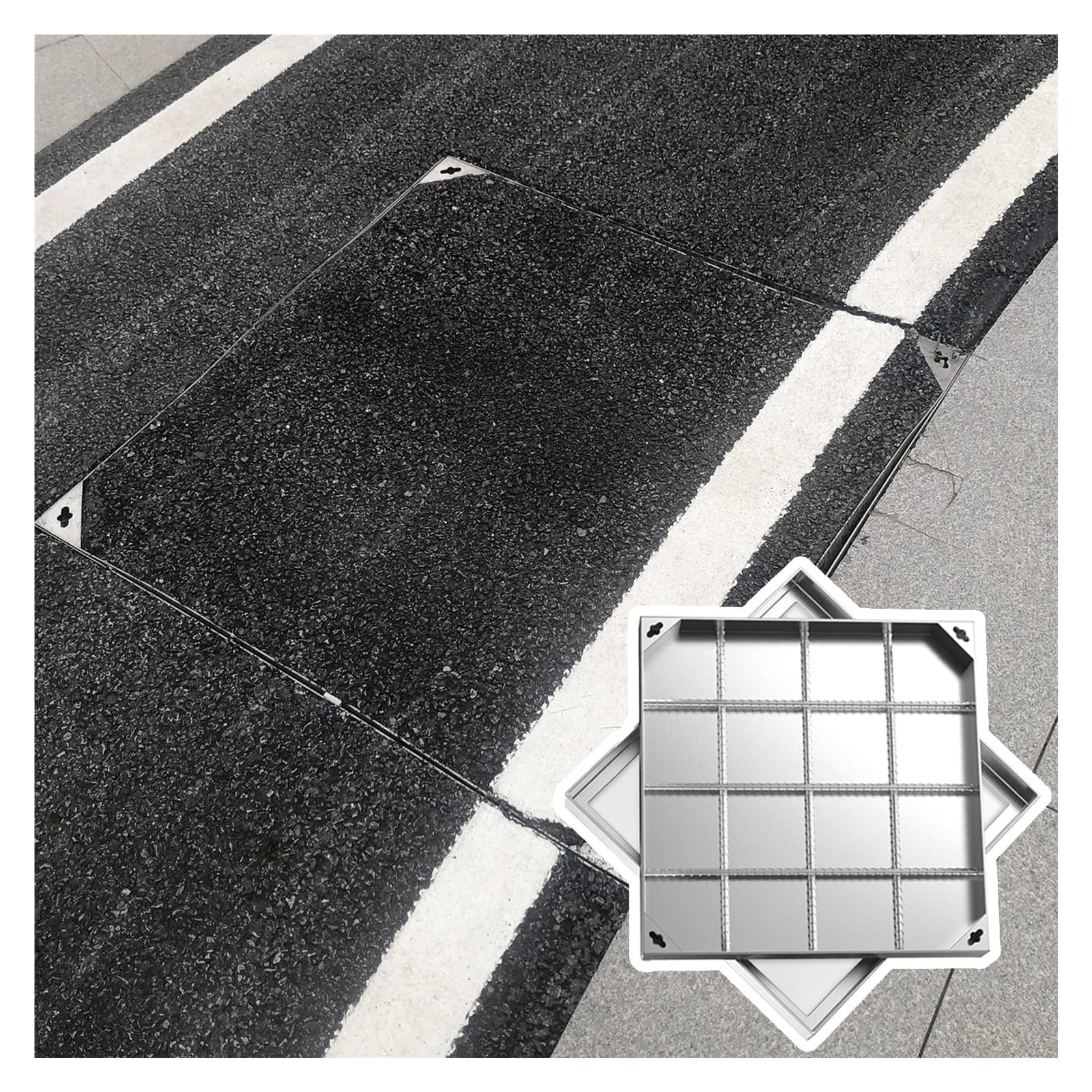 WXPGFEQ Reinforced Utility Cover for Sewage & Septic TanksFlush Mount Manhole Cover HeavyDuty Design for High Traffic Areas& Secure Fit
