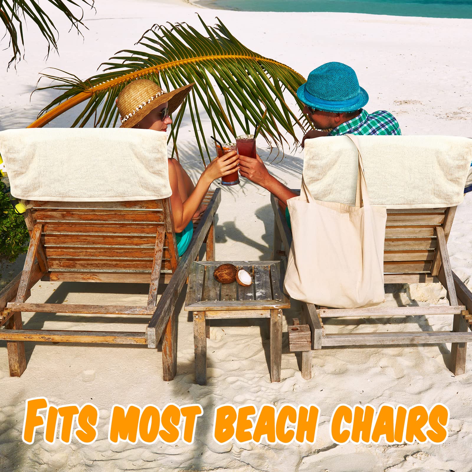 4 fundas para sillas de playa con bolsillos laterales, toallas suaves de microfibra de algodón para silla de piscina, toallas con bolsillos para tumbonas, tomar el sol, vacaciones, hotel al aire 5