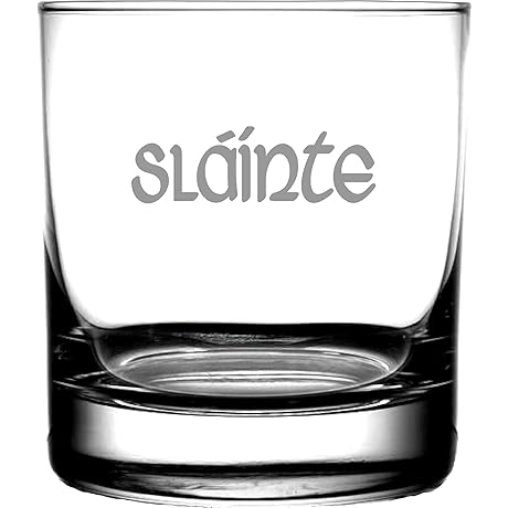 Slainte Irish Celtic Gaelic Toast Rocks Whiskey Glass | Highlander Outlander Fans