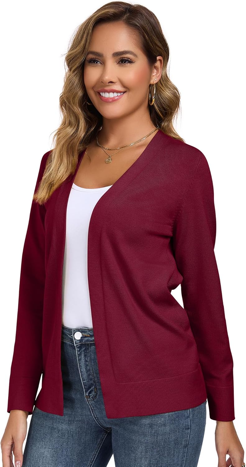 Cardigan Sweaters for Women Open Front Long Sleeve Lightweight Knit Sweater Cardigans - Image 2