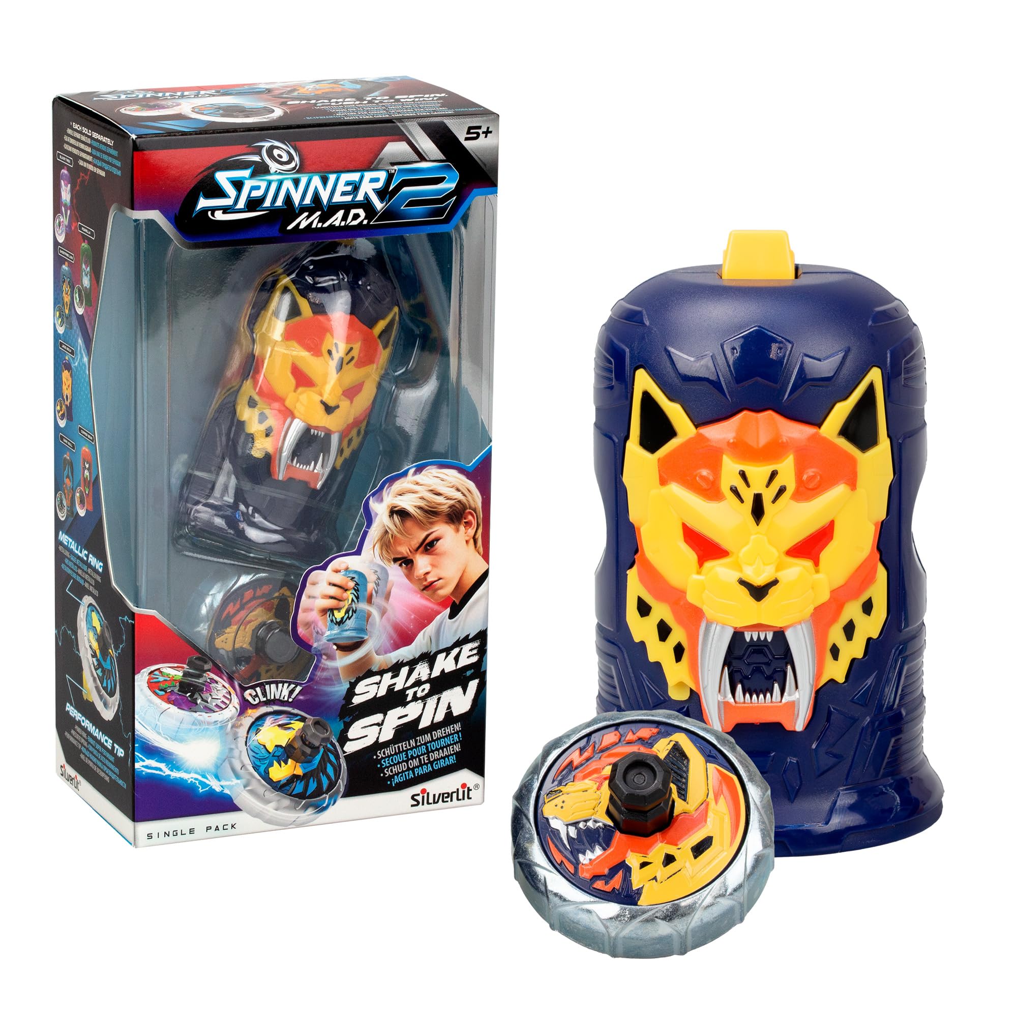 Bizak Spinner Mad 2 Shake, Peonza Individual con Mecanismo Avanzado, Dark Bull, Juguete de Batalla para Niños y Niñas +5 Años, 6 Estilos Diferentes para Coleccionar, (62006323-6 Bizak Spinner Mad 2 Shake, Peonza Individual con Mecanismo Avanzado, Dark Bull, Juguete de Batalla para Niños y Niñas +5 Años, 6 Estilos Diferentes para Coleccionar, (62006323-6