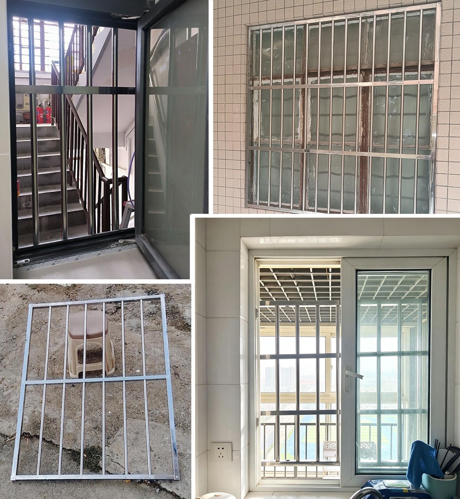 Inferriate per Finestre Protezioni Antifurto Finestre 304 Antiruggine | Barriera di Sicurezza per Porta Extra Alta per Appartamento Casa Dormitorio, Previene Cadute(W75xH80cm/30x32in)