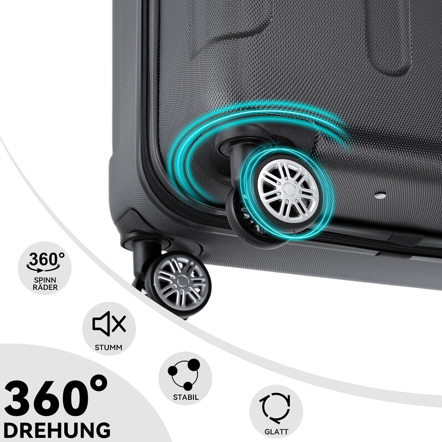 Valise Cabine 20″ (55 cm) Rigide ABS Léger et Durable, Bagage de Voyage Trolley 4 roulettes 360°, Suitcase Pas Cher, Soute Avion 20kg