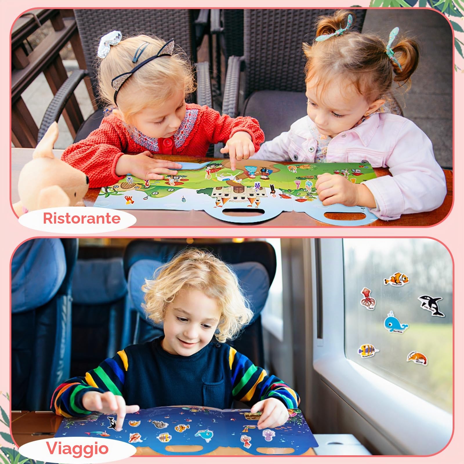 Trasparente 3D Riutilizzabile impermeabile Sticker Libri Giocattoli per bambini 3 Pack Libri adesivi per età 3-6 anni Ragazzi Ragazze adesivi stagioni,fiabe,animali marini Sticker educativo Giocattoli