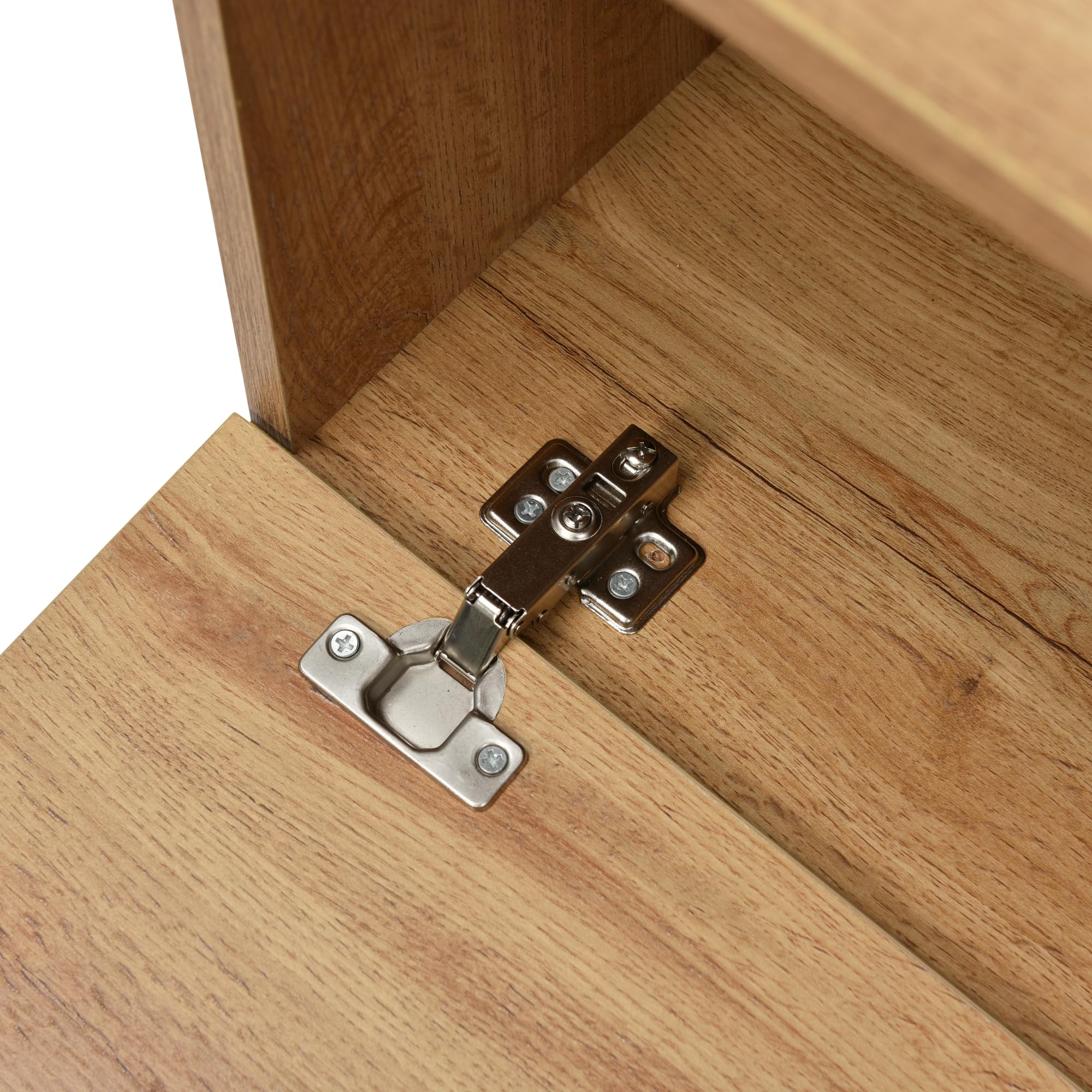 Azkoeesy Mueble de TV Salón Efecto Madera Natural 190 cm, Patas Metálicas Negras Resistentes, 2 Cajones y Puertas