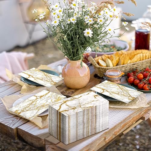 Miniatura 9 de Geyoga 100 servilletas de mármol de 2 capas para invitados, toallas de mano desechables, servilletas de papel decorativas para bufé, cocina, baño,
