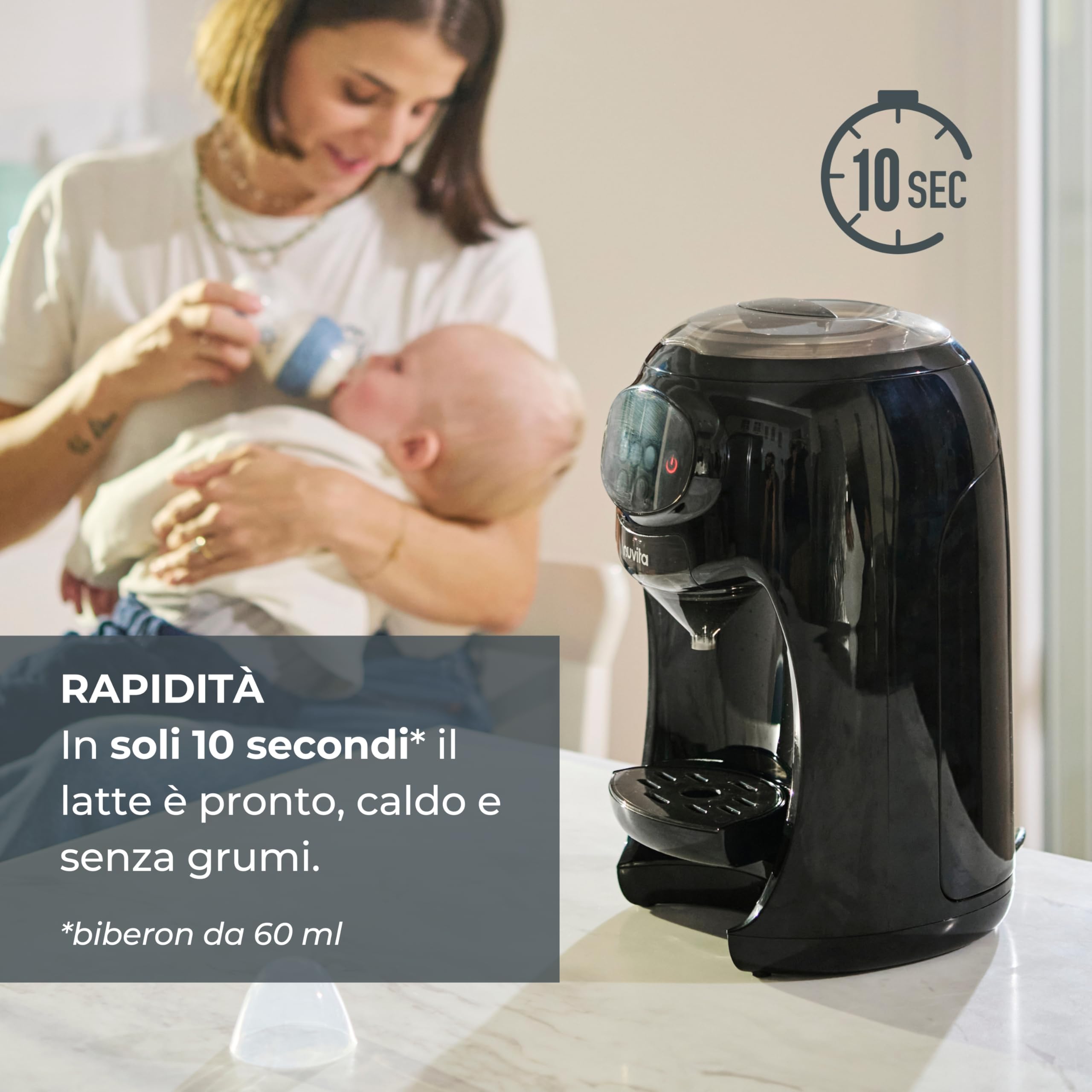 Nuvita 1180 Lattespresso - Preparatore Istantaneo di Latte in Polvere, Dosaggio, Riscaldamento e Miscelazione Precisi, 4 Temperature Selezionabili, Compatibile con la maggior parte dei Brand di Latte