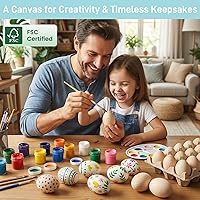 Vista 2 de Huevos de Pascua SallyFashion falsos, 15 unidades, de madera, sin pintar, juego para manualidades, decoración de cocina, alimento de juguete