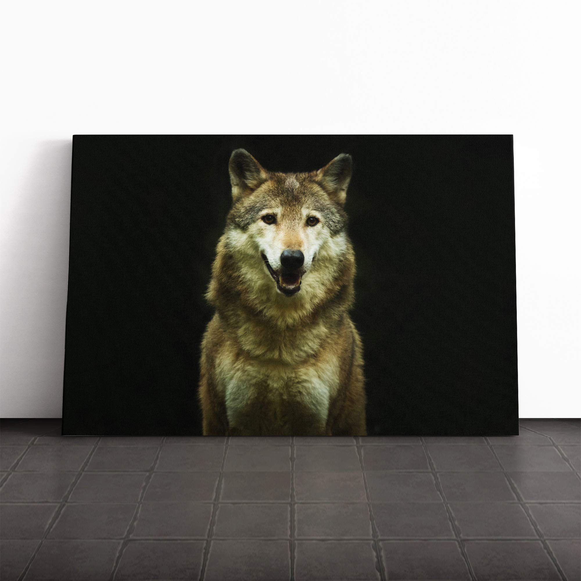 Wolf (3) Canvas Print | Gallery Wrapped 30mm Frame Wall Art | 30x20 inches | Ready to Hang | Modern Animals Picture | Living Room Bedroom Lounge Office