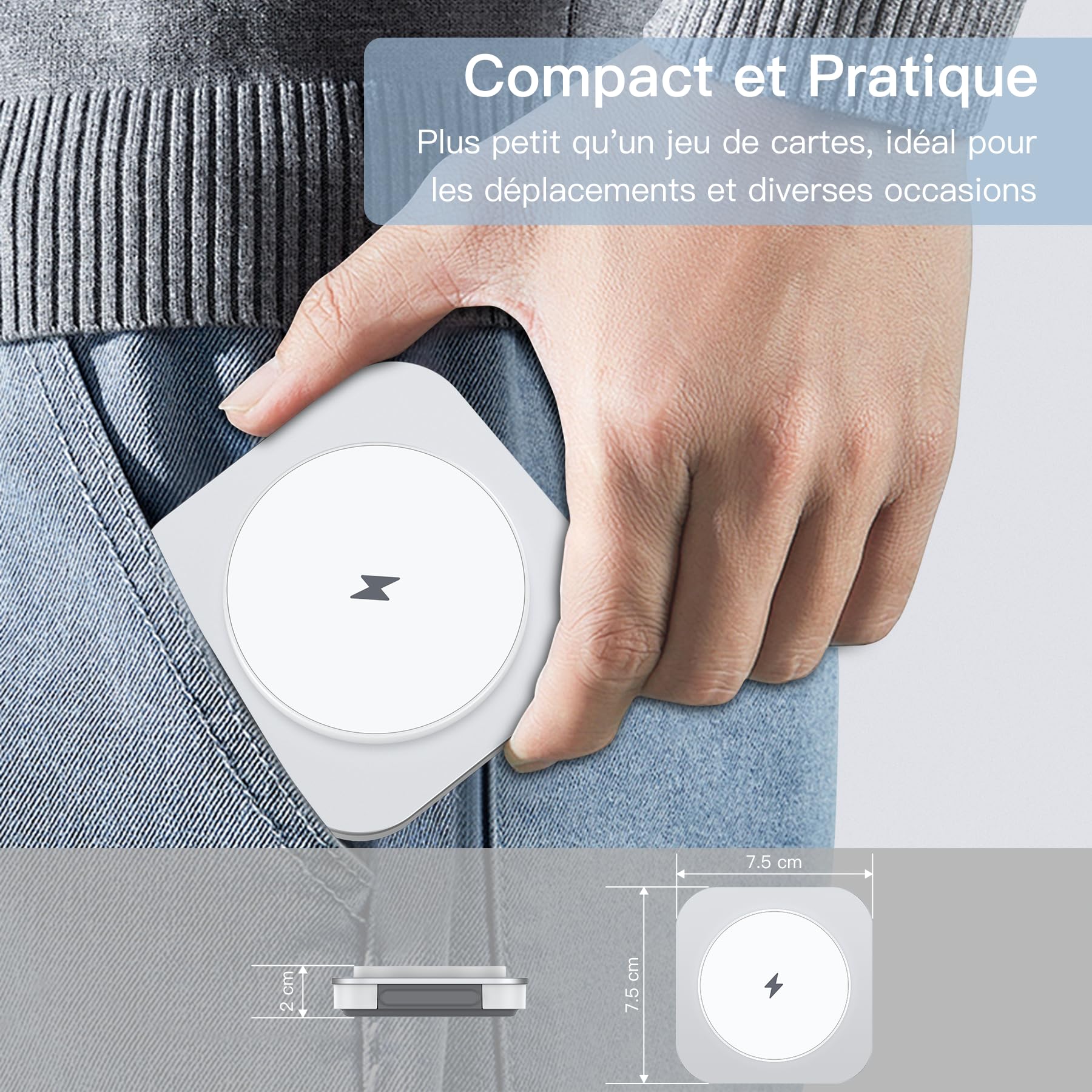 KEEPRO Chargeur 3 en 1 MagSafe Station de Charge sans Fil Pliable pour iPhone 16/15/14/13/12/Pro/Max/Plus, Apple Watch, AirPods Pro/4/3/2 avec USB-C 20W-Blanc