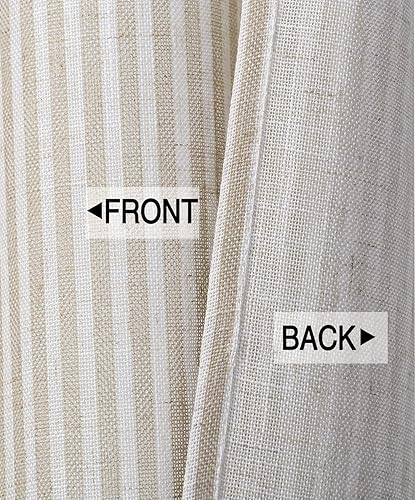 Miniatura 6 de CAROMIO Cortina de cocina de 27 x 24 pulgadas, cortinas de lino a rayas con bolsillo para barra de botón sólido a medida para sala de estar, baño,