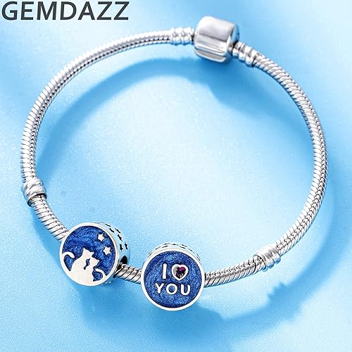 Miniatura 3 de GEMDAZZ Dijes de plata de ley 925 para el día de San Valentín, dije con texto en inglés "I Love You to the Moon and Back", flecha de cupido y trébol