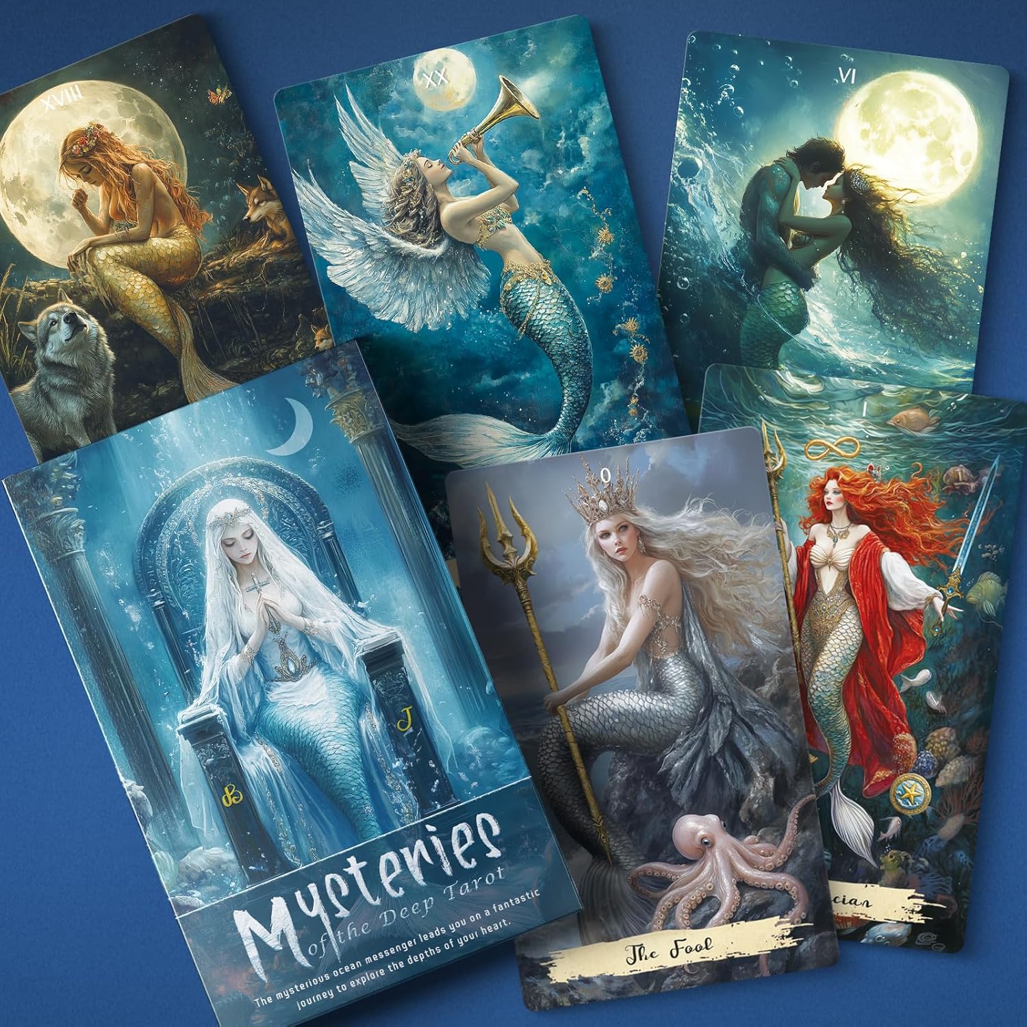 Tarot Cards for Beginners，78-Card Deck ，Tarot Cards with Guide Book，Ocean Style Mermaid Divination Tool， Original and Beautiful Everyday Witch Decks - Image 3