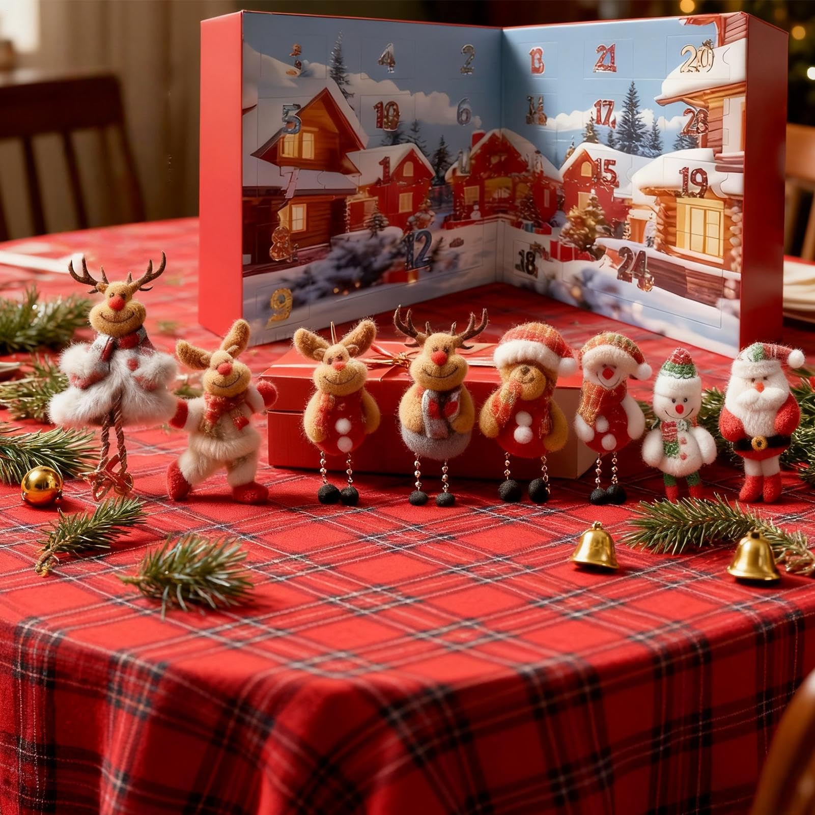 Adventskalender für Weihnachten – Countdown 24 Tage aus Plüsch, weiche Dekoration, niedlich, für Sammlungen, Partys, saisonale Feiern