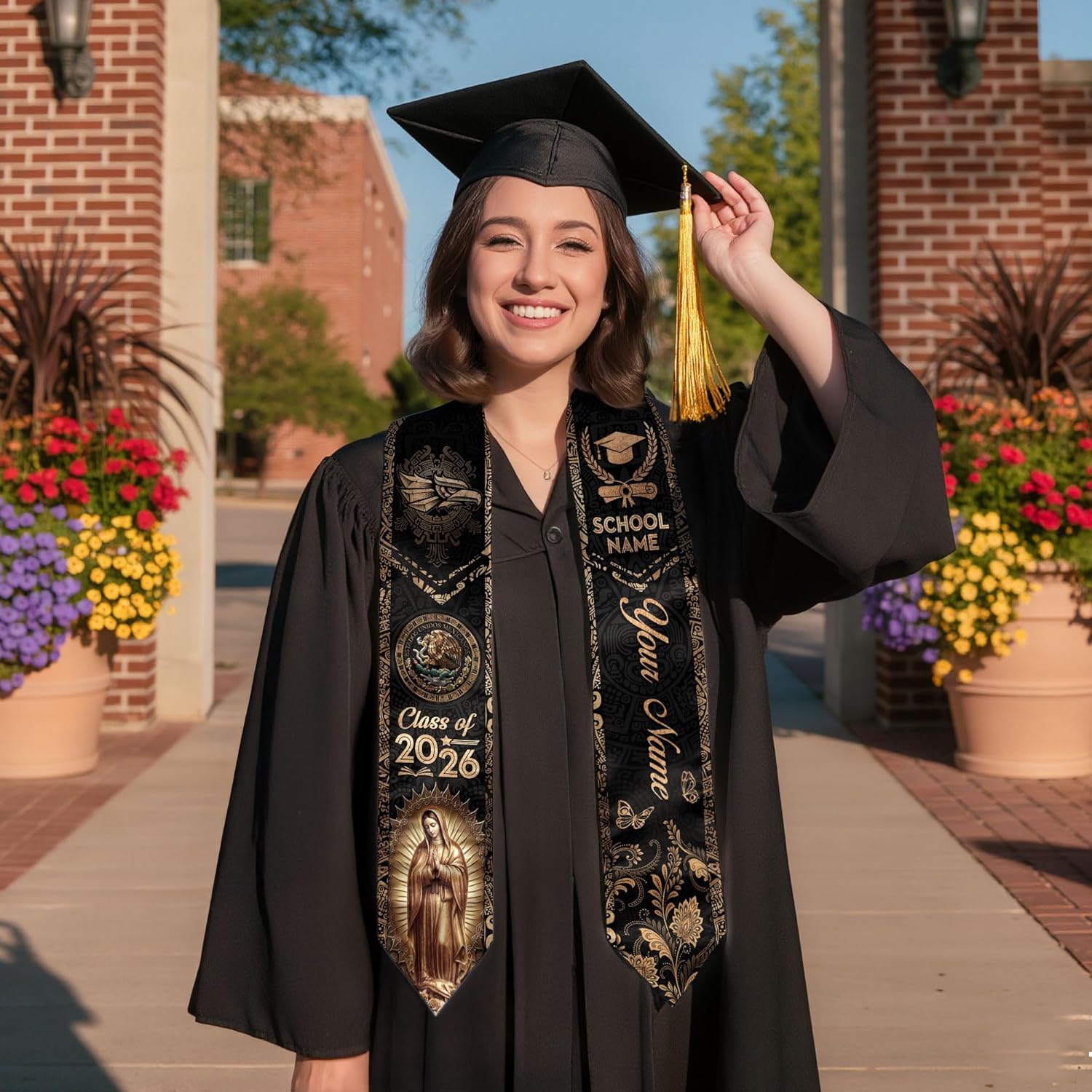 Custom Graduation Stole Mexico, Mexican Stole Personalized, Mexican Graduation Sash 2026