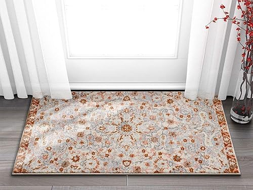 Well Woven Celestial Boho Medallion - Alfombra de área de 2 x 4 pies (2 pies 3 pulgadas x 3 pies 11 pulgadas), color rosa polvoriental, marfil,