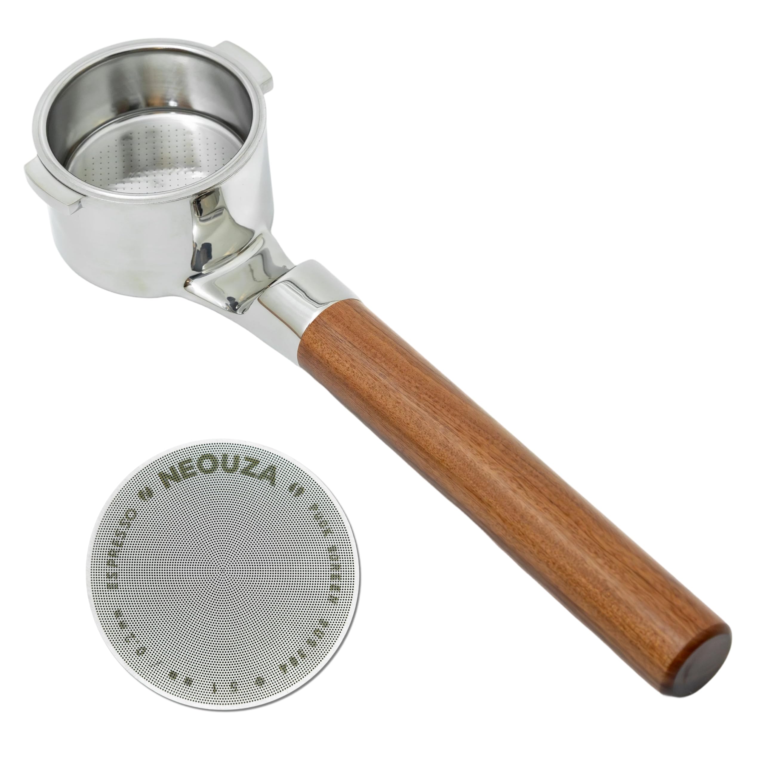 NEOUZA 51mm Bottomless Portafilter 2 Ears for DeLonghi Stilosa ECP31.21 ECP33.21 ECP35.31 ECP3420 ECP3220 EC155 Home Barista (Mahogany)